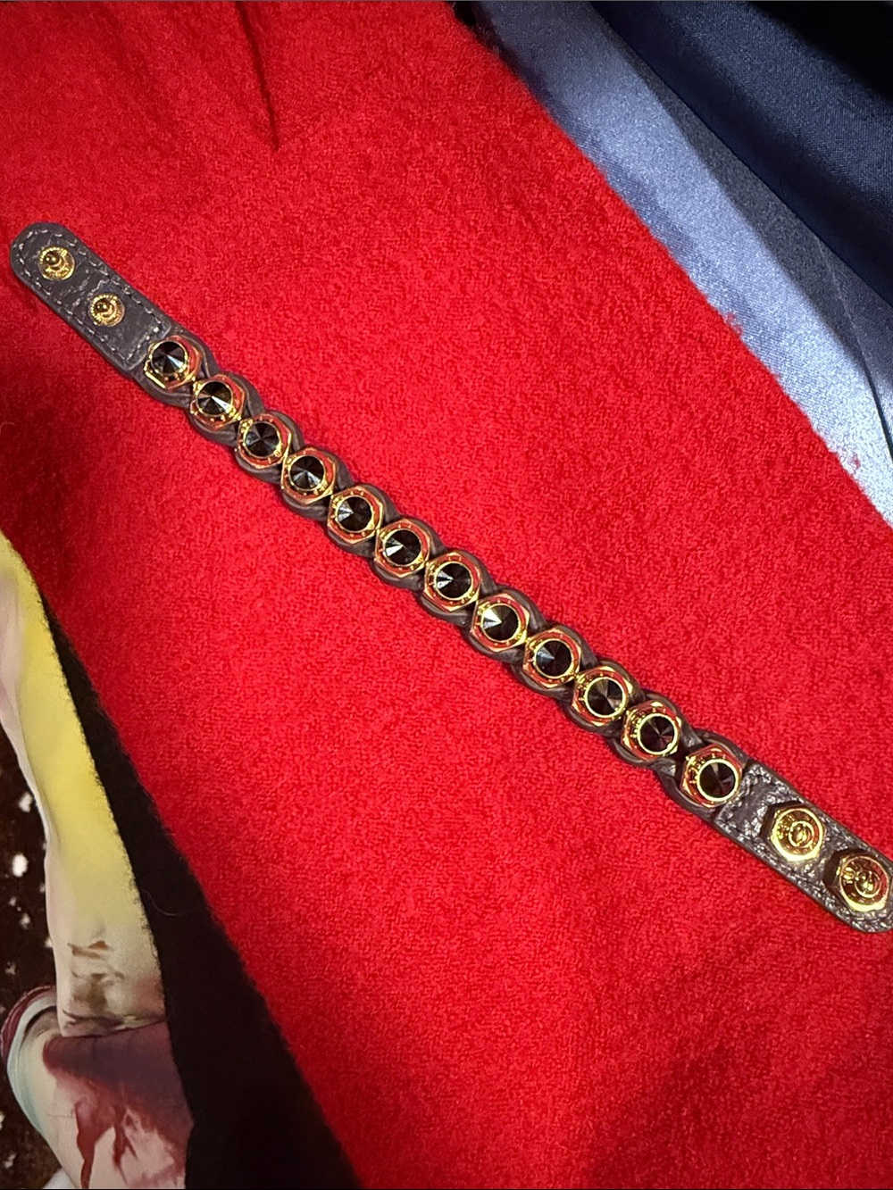 Henri Bendel Gold-Tone Black Leather Studded Bracelet - Women's Accessory